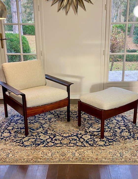 Image 1 of Fauteuil & Ottoman Hans Olsen – Vatne Møbler (Danemark, 1960s) Palissandre