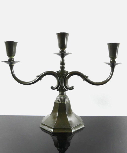 Just Andersen Art Deco kandelaar, discometaal, model 155