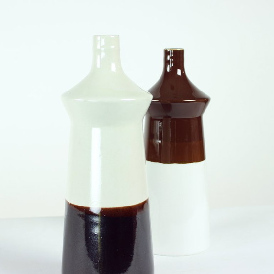 Image 1 of Zweiteiliges Set Keramikvasen von Jamberk, Tschechoslowakei, 1960er Jahre