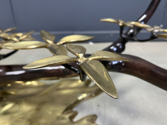 Image 1 of Tavolino da caffè vintage in ottone a forma di bonsai di Willy Daro, anni '70