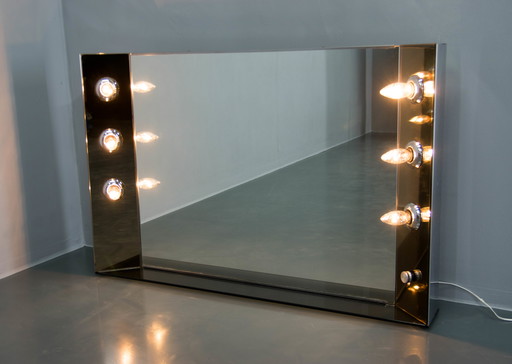 Miroir de salle de bains éclairé, Italie, années 1970