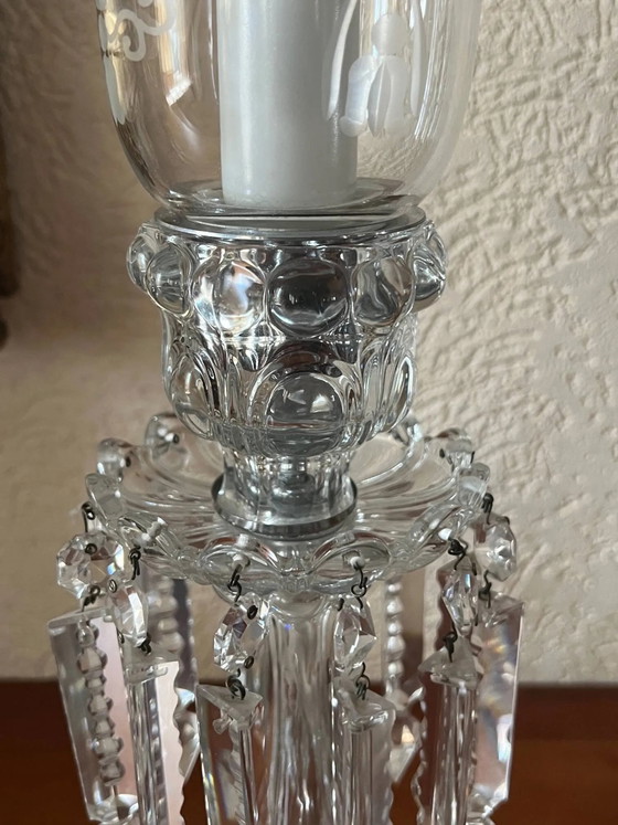 Desk lamp. Crystal, glass, hand engraving. – Table lamps (photo 6 of 7)