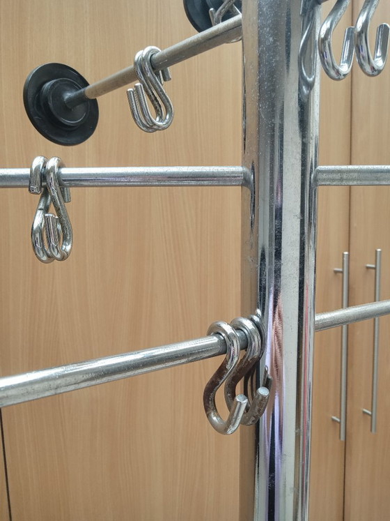 Image 1 of COAT RACK ON BASE chrome 1970s / 1980s Mid-Century