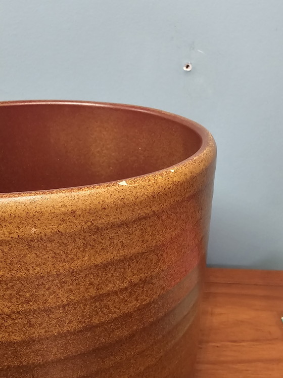 Image 1 of Vintage Ceramic Flowerpot Brown Small Flowerpot
