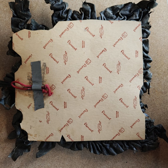 Image 1 of Handcrafted Leather Wall Sculpture 45×45 cm – Tuareg Inspired Mask Relief