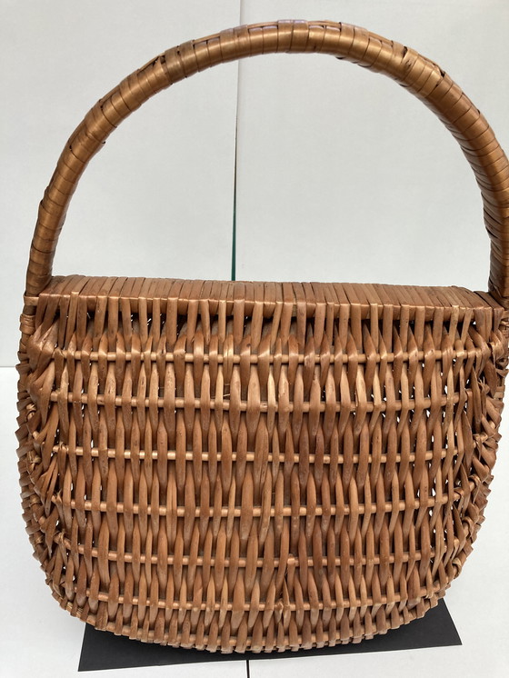 Image 1 of Vintage rieten boodschappenmand uit de jaren 70, Frans vakmanschap