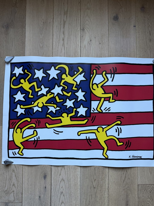 Drapeau américain Keith haring street art 80s design