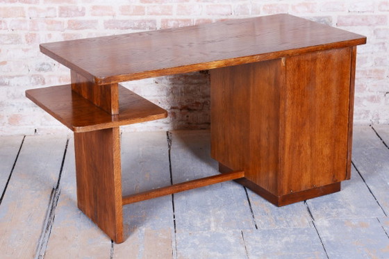 Restored Art Deco Writing Desk, J. Halabala, UP Zavody, Oak, Beech, Czech, 1930s – Jindřich Halabala, Wood (photo 11 of 12)