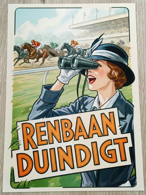 Renbaan Duindigt Rensport Paarden Reis Poster Affiche