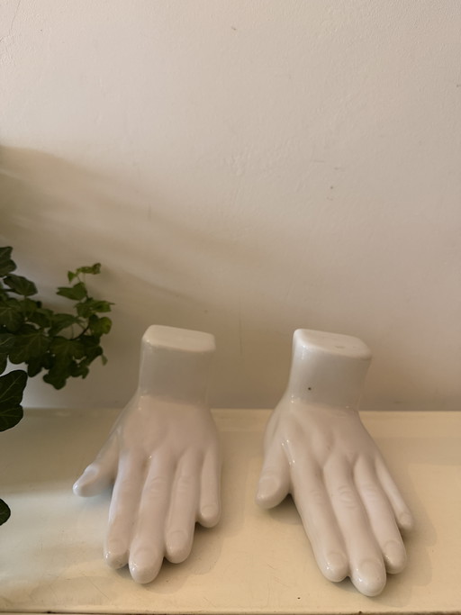 Set of 2 Ceramic Bookends in the Shape of Hands