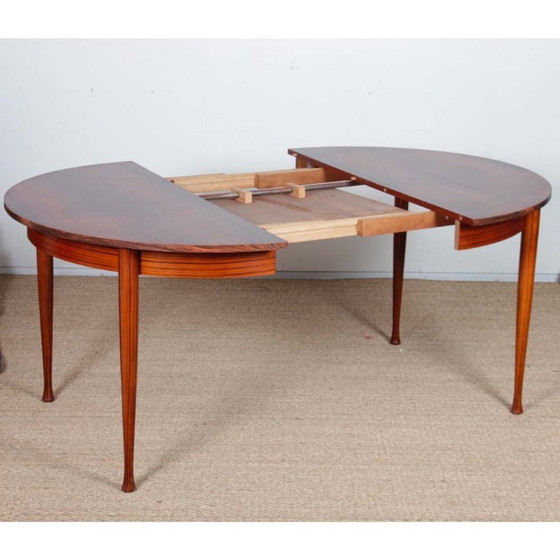 Image 1 of Round, extendable wooden dining table, 1960