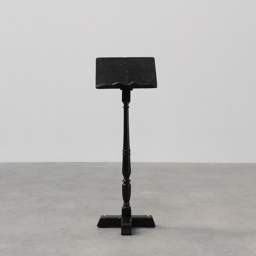 French rustic black bookstand in solid wood, ca. 1850