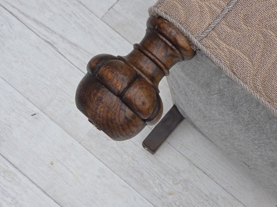 Image 1 of 1950s Danish Art Deco Armchair, Quality Beige Furniture Wool, Oak Wood Legs