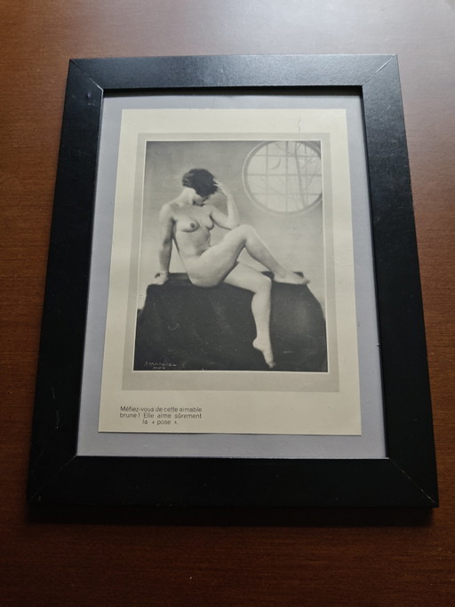 Photographie originale de nu Art déco de J. Mandel, Paris – Glamour français – Encadrée