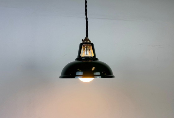 Image 1 of Lampada da soffitto vintage industriale dipinta di verde, anni 2000