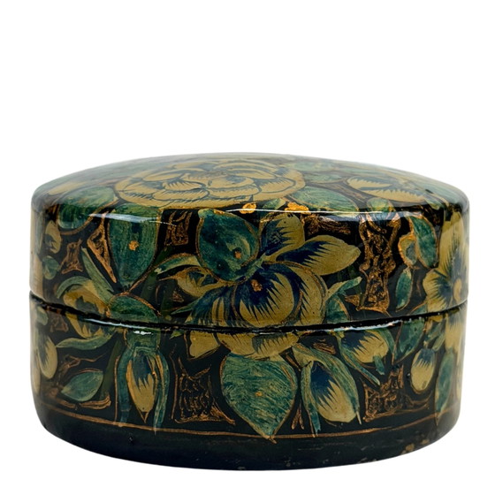 Caja de Laca Antigua de Cachemira en Papel Maché – A. M. Khosa & Sons – c. 1920 – Objetos decorativos (photo 7 of 8)