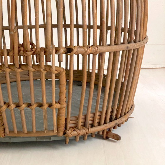 Image 1 of Cage à oiseaux en rotin vintage 60's
