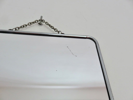 Antique large barber mirror with chain, 50s 60s