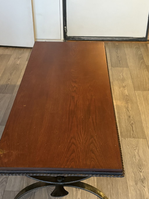Eikenhout Salon Tafel Gietijzeren Frame