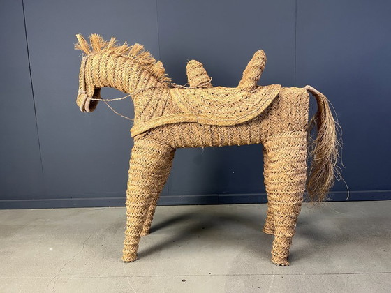 Image 1 of Poney/cheval espagnol vintage en paille, grandeur nature, années 1960