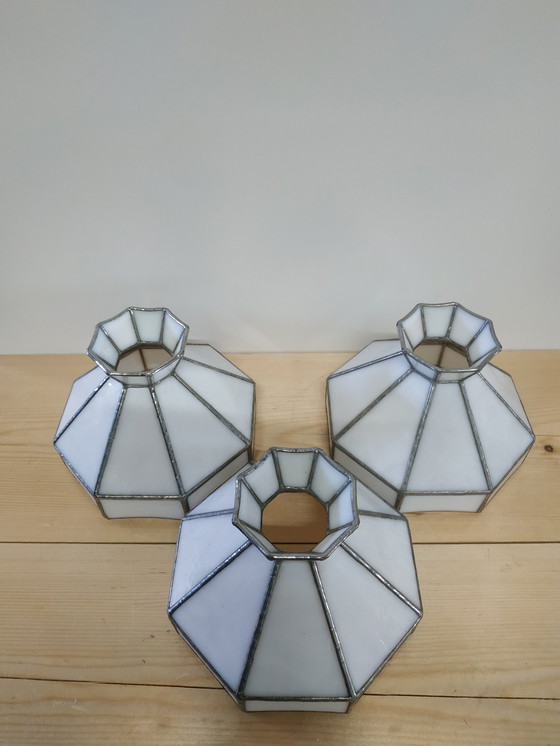 Image 1 of Lampada da soffitto con paralumi in stile Tiffany vintage