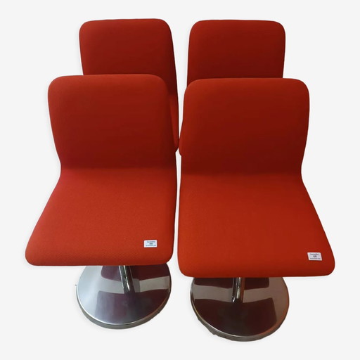 Lot of 4 Vintage Leather Chairs by Poltronova, Harlow Variant 1971