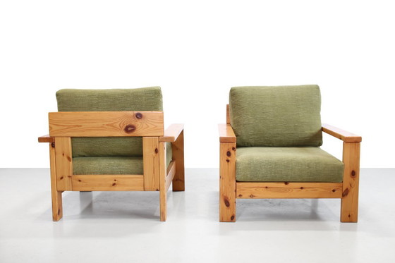 Image 1 of Set di due poltrone in pino italiano di design degli anni '70
