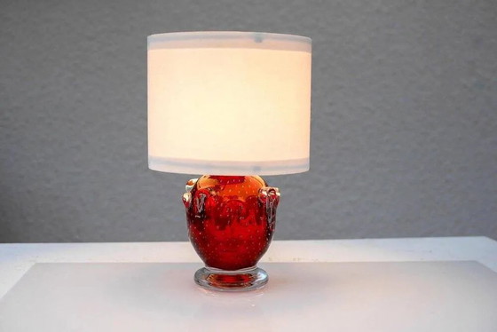 Image 1 of Red crystal glass lamp by Börne Augustsson for Åseda
