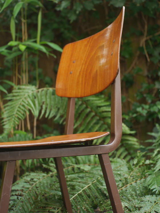 Image 1 of 4X Marko Kwartet 60S Vintage Stoelen - Pagholz (Met Hars Bekleed Hout) - Bruin Frame