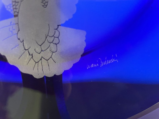 Image 1 of Bormioli – Blauer Glas-Jubiläumsteller zu Ehren des Millenniums – Design von Nani Tedeschi