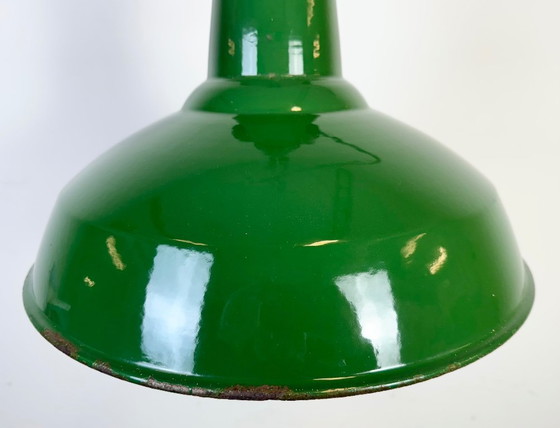 Image 1 of Industrial Green Enamel Factory Pendant Lamp, 1960s
