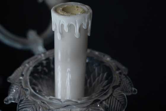 Image 1 of Vintage kroonluchter van helder Murano-glas uit de jaren 1940, een klassiek Italiaans kunstglas.