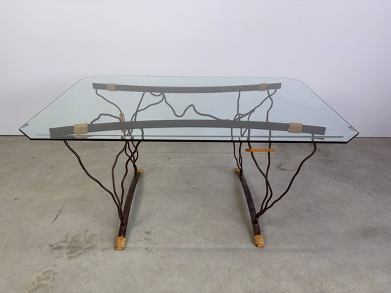 Vintage Wrought Iron and Glass Dining Table, 1970s (photo 2 of 17)