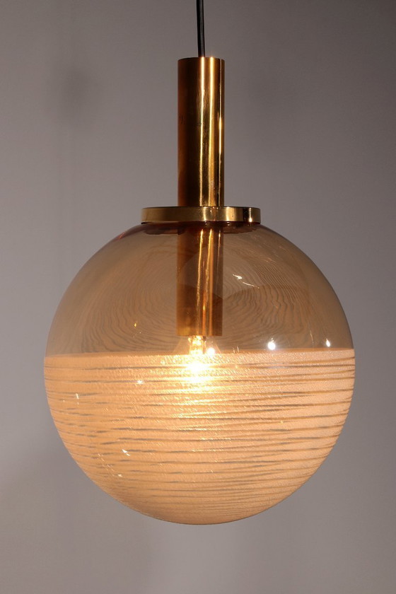 Image 1 of Glashütte Limburg Hanging Lamp Amber Glass, 1960s