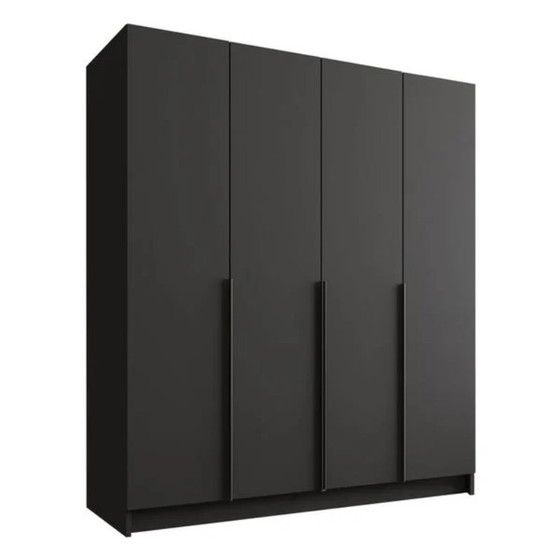 Image 1 of Santi I Wardrobe 200 cm – 4-Door Hinged Closet | Cashmere & Black | Lumieree.eu
