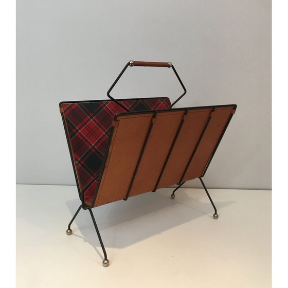 Image 1 of Vintage magazine rack in black lacquered metal, France 1950