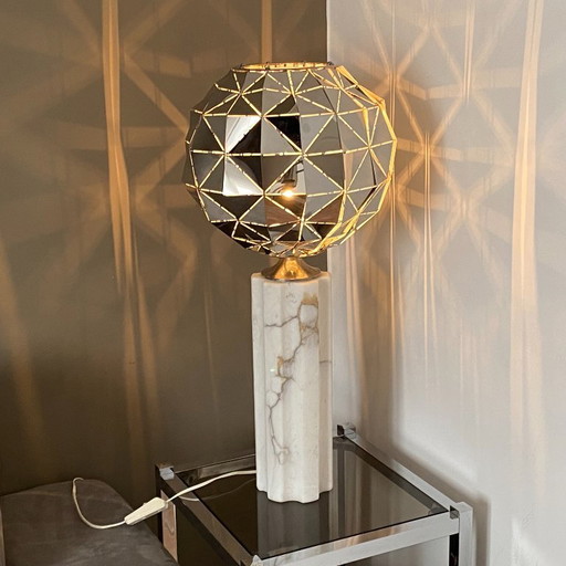 Space age kinetic lamp. 1970. Chrome and marble.