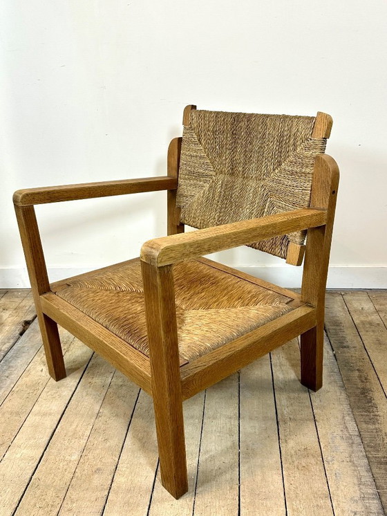 Image 1 of Brutalist oak armchair, 1950s