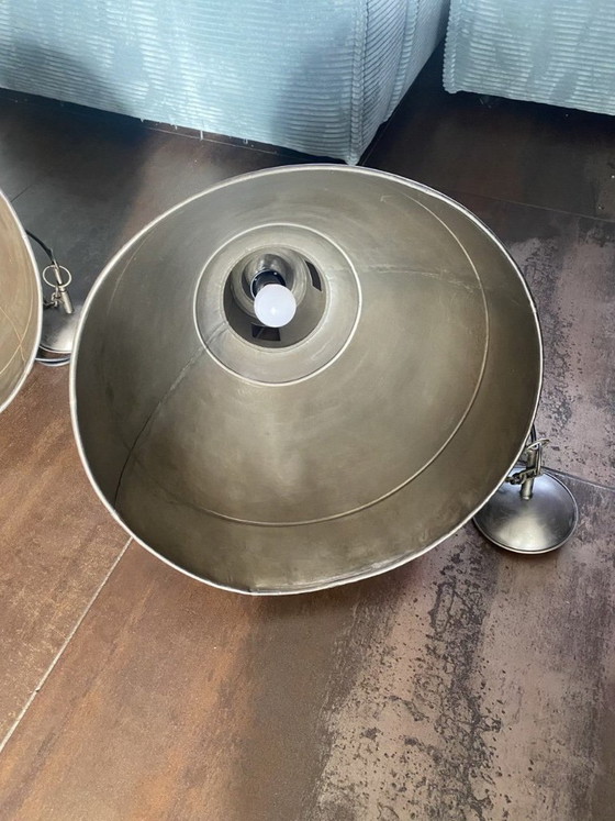 Set di 2 lampade a sospensione industriali, metallo argentato, Industrieel (foto 4 di 7)