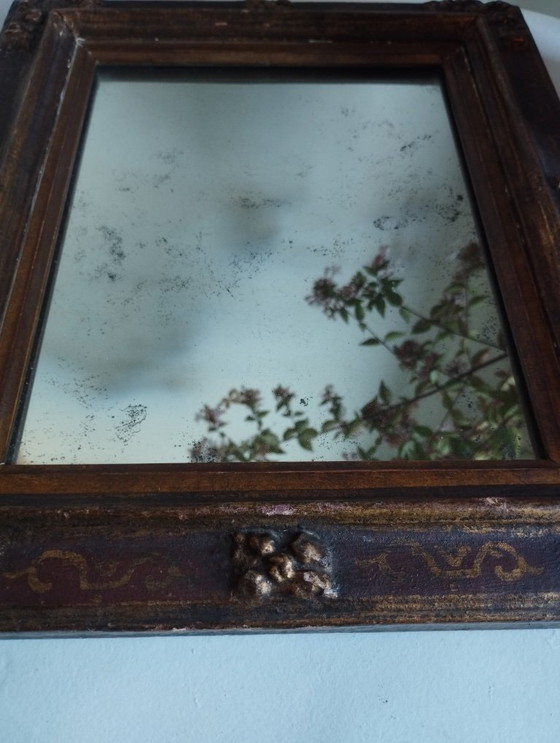 Image 1 of Small rectangular mirror with mercury glass "Leluc"