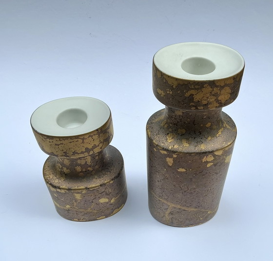 Image 1 of Rosenthal, Dressler 'Goldfeuer' jarrones, caja con tapa, candelabros, cuencos