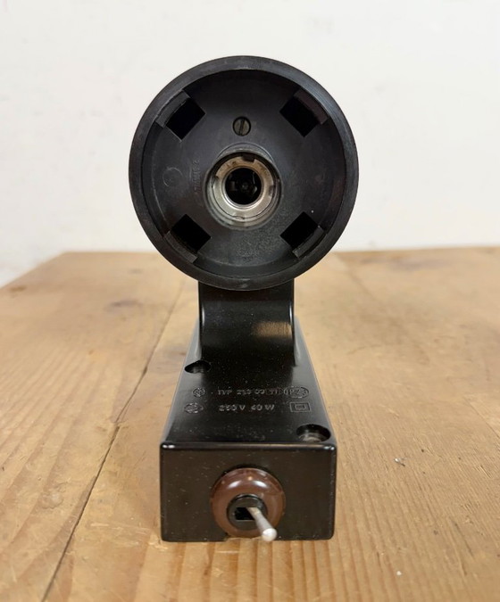 Image 1 of Industrial Brown Bakelite Wall Light with Milk Glass, 1960s