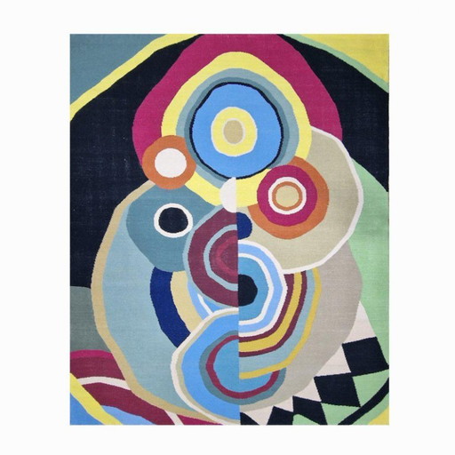Sonia Delaunay Rythme (1938) Handgewebter Wandteppich | Moderner Kunstteppich (118 × 98 Zoll) – vloerkleden en tapijten, Wool