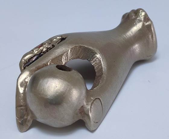 Image 1 of Fermacarte a mano in bronzo, portapenne vintage