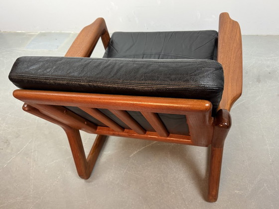Image 1 of Set of 2 Mid-Century Design Komfort Solid Teak Wooden Lounge Chairs Attributed to Sven Ellekaer for Komfort, Denmark 1970s. 