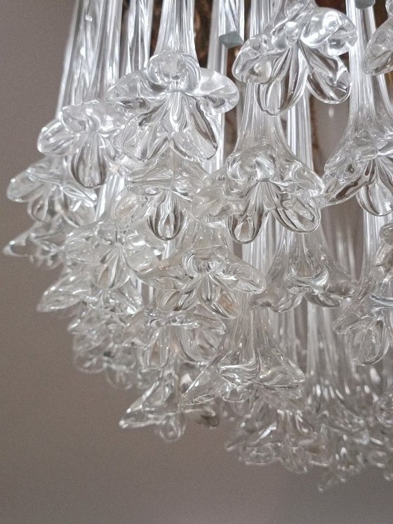 Image 1 of Kronleuchter aus Muranoglas mit Blumenstrauß von Venini, 1960er Jahre