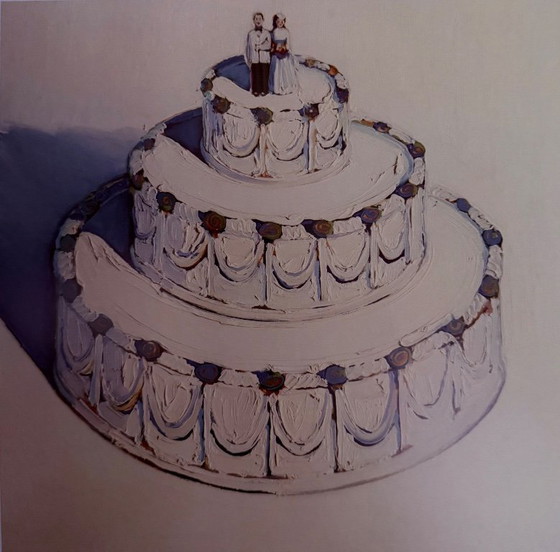 Image 1 of Wayne Thiebaud: "Wedding Cake, 1962". Litografia offset, in ottime condizioni.