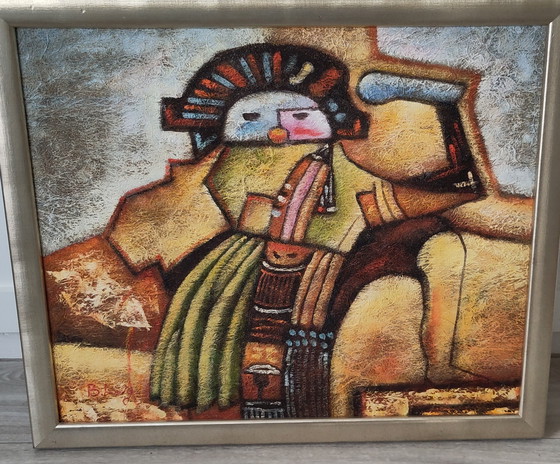 Image 1 of Benjamin Long - acrylschilderij Aztecs