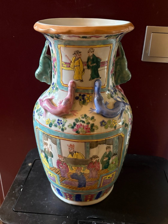 Beautiful 36cm high Chinese Famille Rose Vase – Chinese vases from Holland, Porcelain (photo 7 of 15)