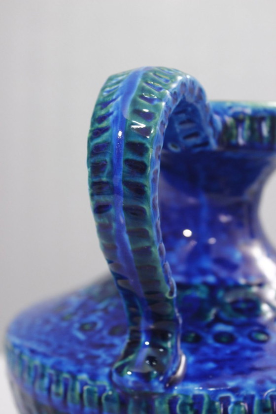 Image 1 of Vase vintage céramique Rimini blu Aldo Londi Bitossi Italica Ars 1970s